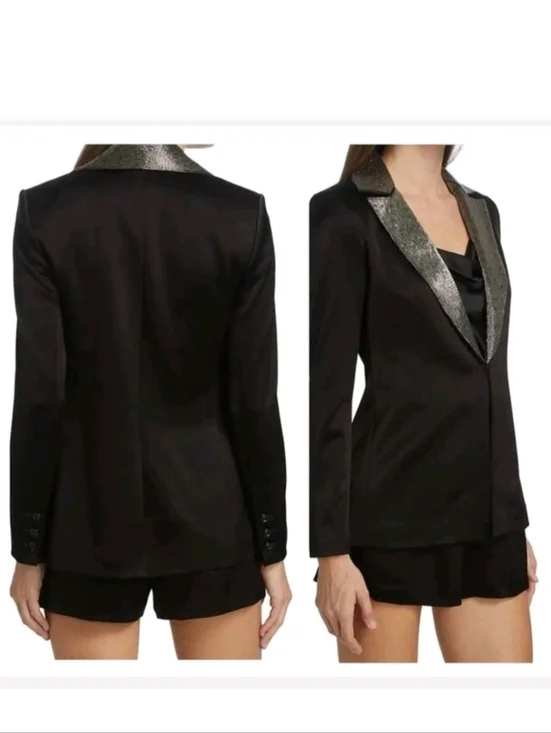 Alice + Olivia eve emblishment beaded Norch collar satin blazers Size 0 With Def - Picture 7 of 16